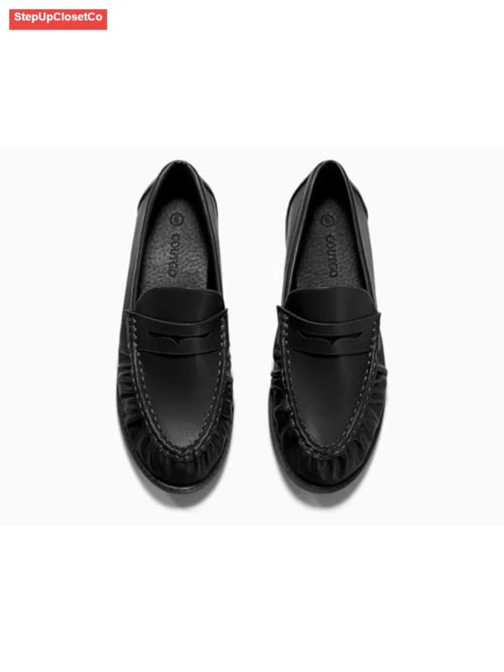 Faux Leather Penny Loafers for Women Comfortable Slip On Work Flats